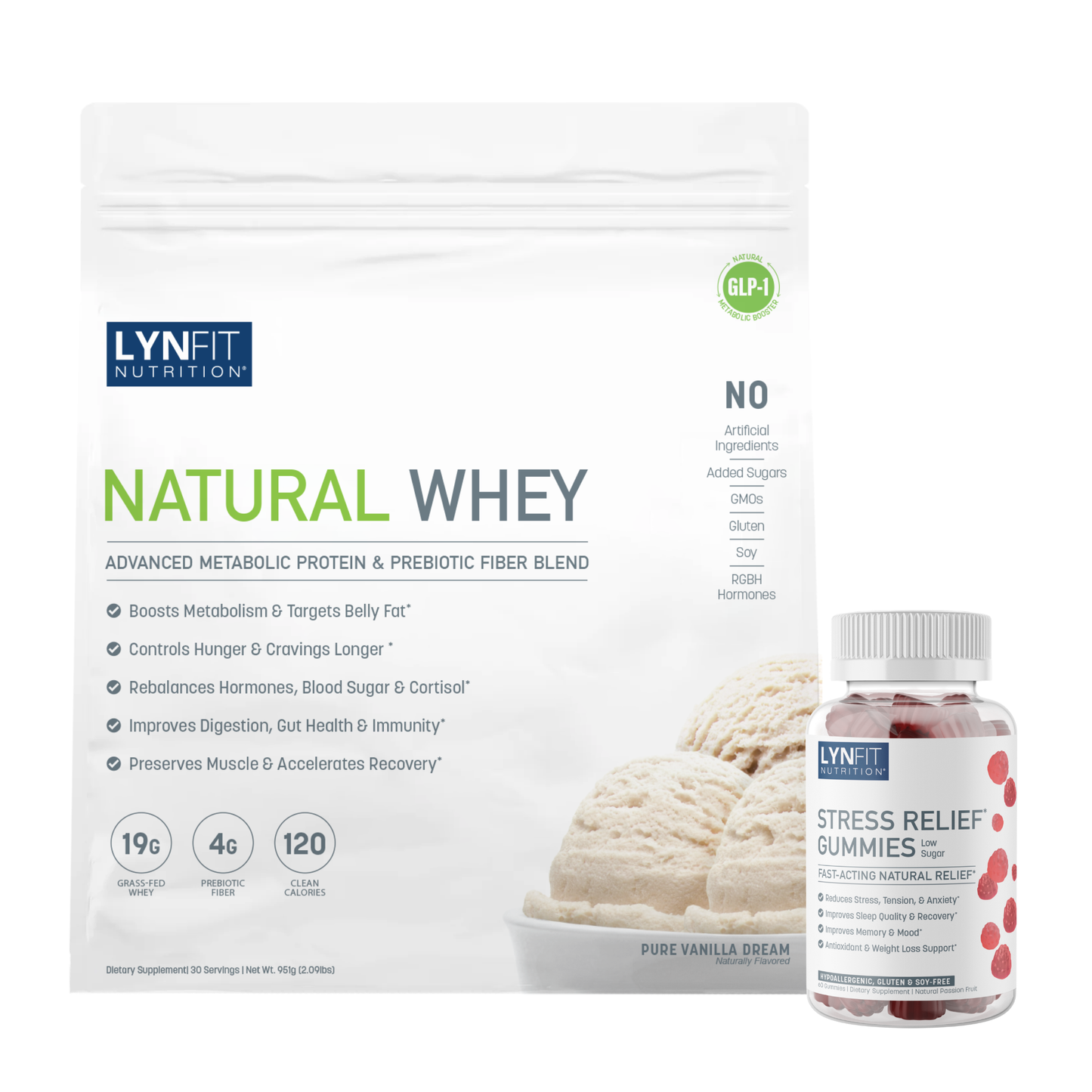 BOGO: Buy (1) Vanilla Dream Natural Whey Protein & Get (1) FREE Stress Relief Gummies | 2 pcs.