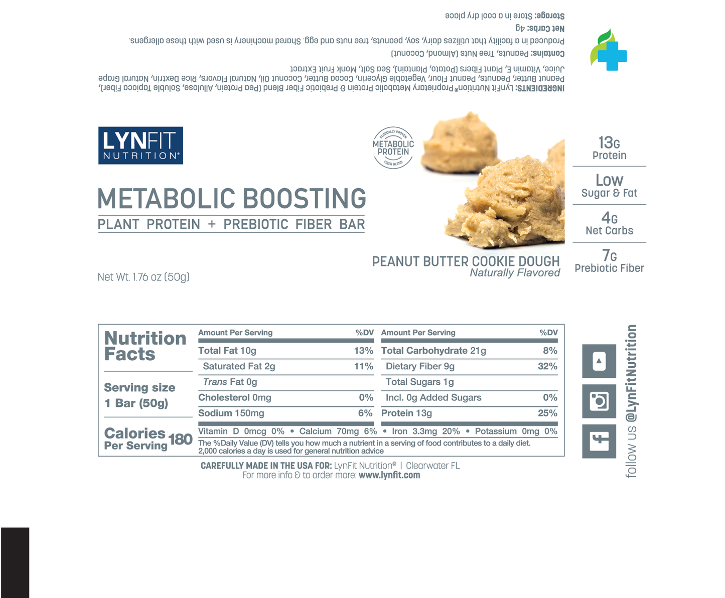 Plant-Based Metabolic Boosting Protein Bars with Prebiotic Fiber + Omega 3 for Weight Loss, Fat-Burning, + Hunger Control