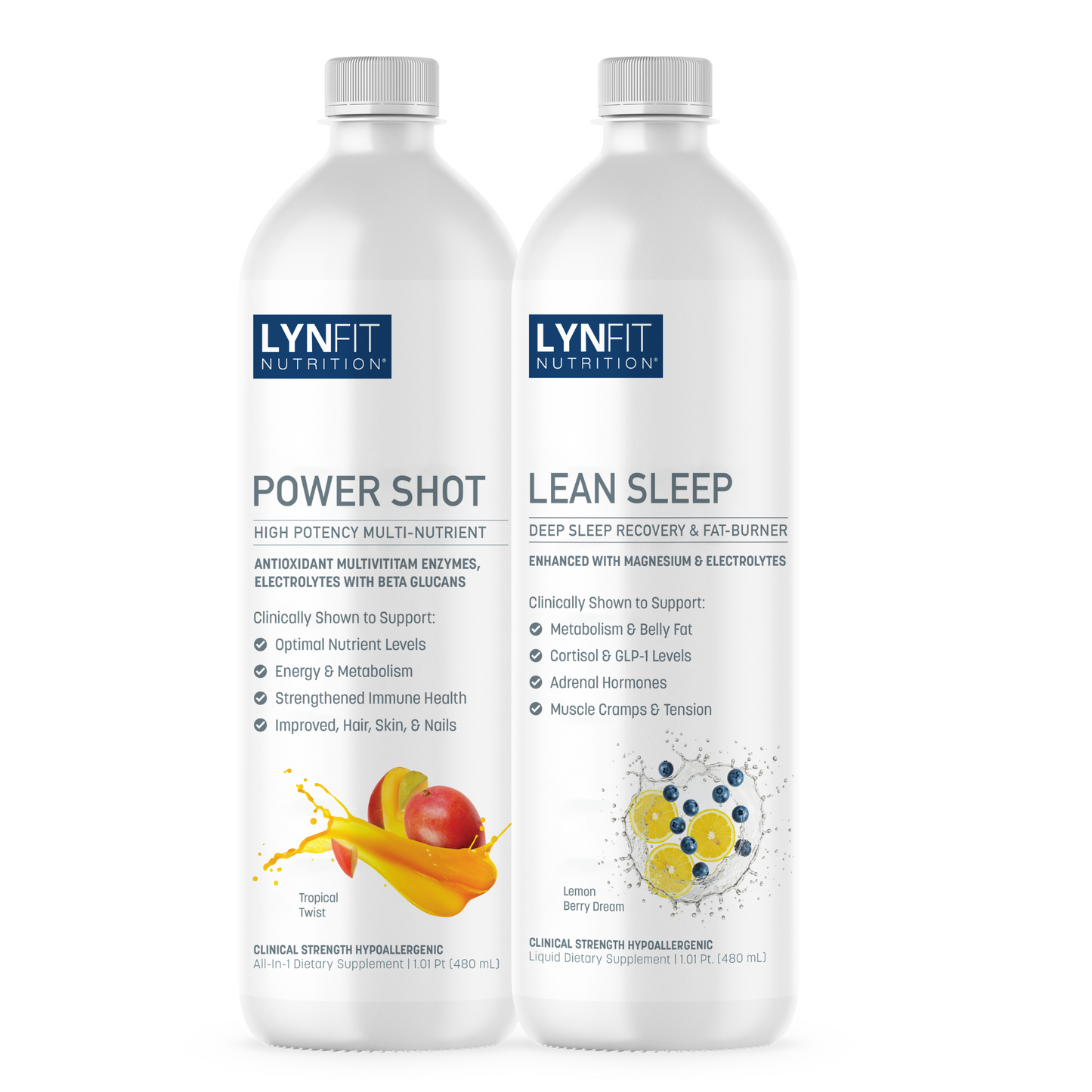 Natural Energy & Sleep Support Stack: (1) Daily Power Shot & (1) Lean Sleep Advanced Liquid | 2pcs.