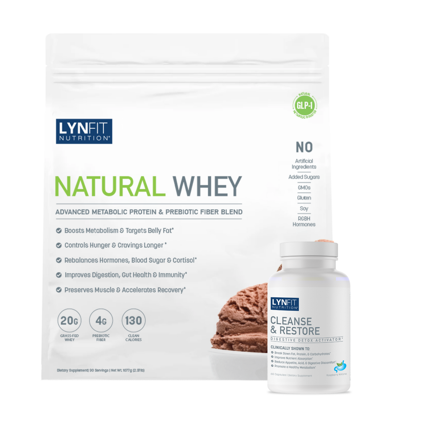 Metabolic Boosting Weight Loss & Cleanse Stack: (1) Metabolic Boosting Natural Whey Protein Powder w/ (1) Cleanse & Restore | 2 pcs.