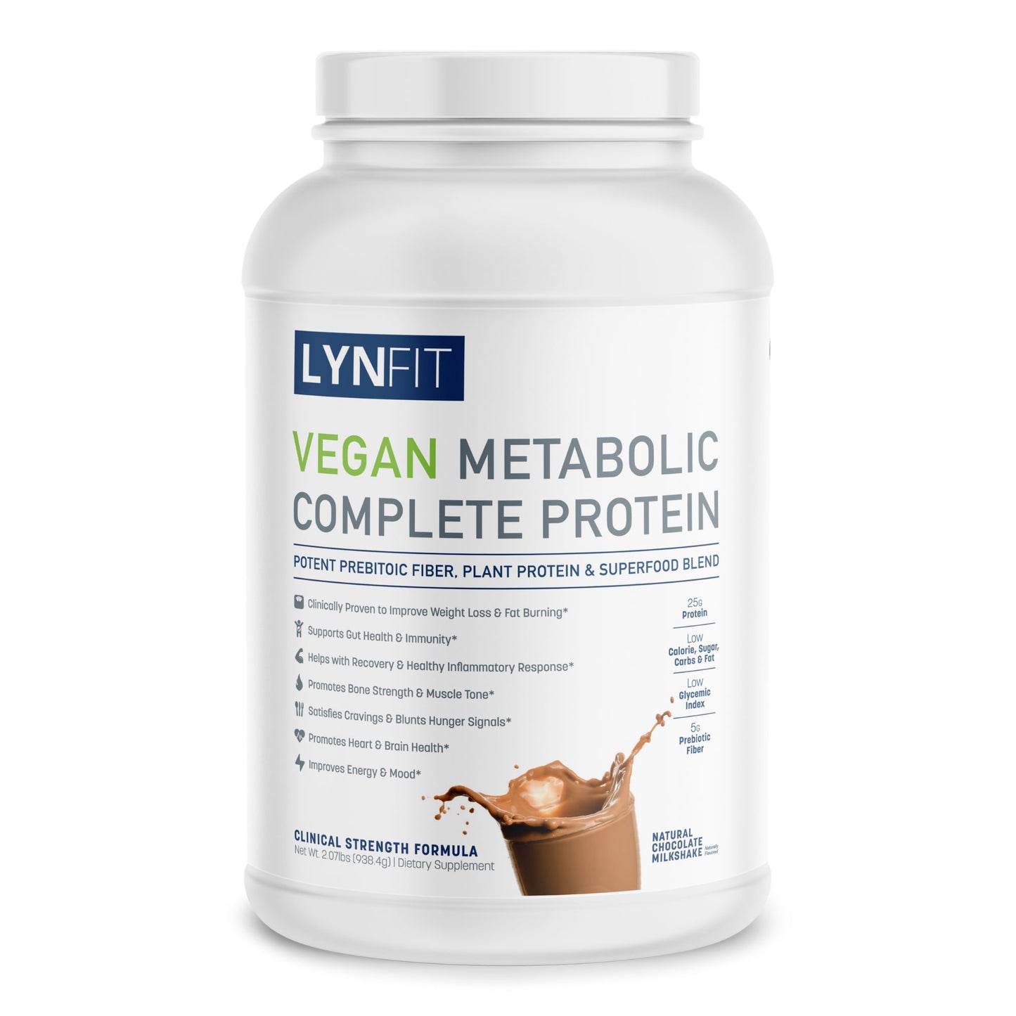 Vegan Metabolic Complete Protein Powder with Prebiotic Fiber + Superfood Blend for Weight Loss & Gut Health (2.07lbs.)