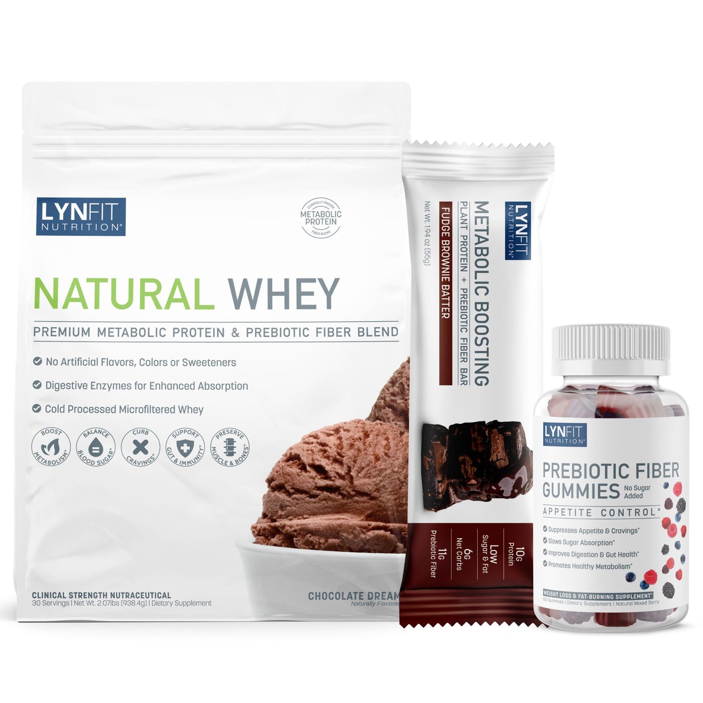 TV SPECIAL: Clean Keto Snack Stack | (1) Natural Whey Protein Powder (1) Prebiotic Fiber Gummies (12) Plant-Based Lean Bars