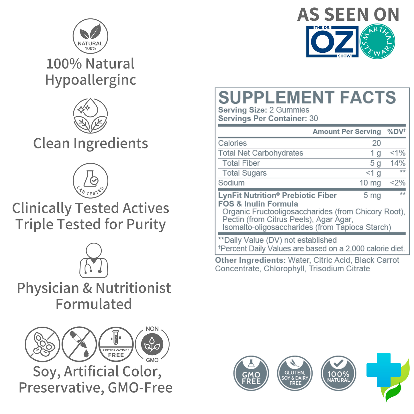 Prebiotic Sugar-Free Fiber Gummies for Regularity Appetite, Cravings, Bloat Control + Blood Sugar Balance