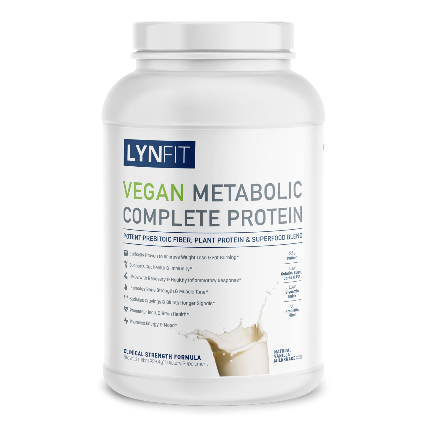 Vegan Metabolic Complete Protein Powder with Prebiotic Fiber + Superfood Blend for Weight Loss & Gut Health (2.07lbs.)