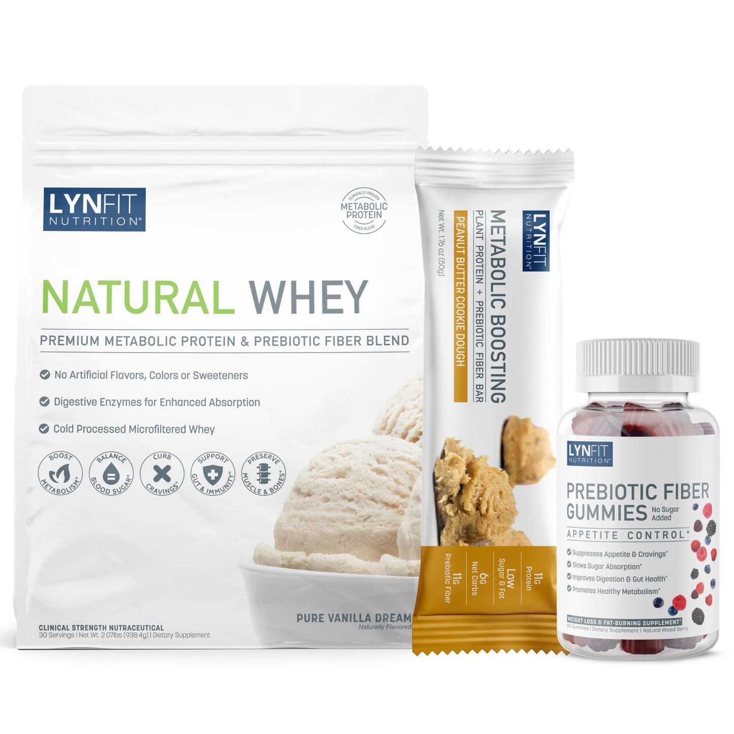 TV SPECIAL: Clean Keto Snack Stack | (1) Natural Whey Protein Powder (1) Prebiotic Fiber Gummies (12) Plant-Based Lean Bars
