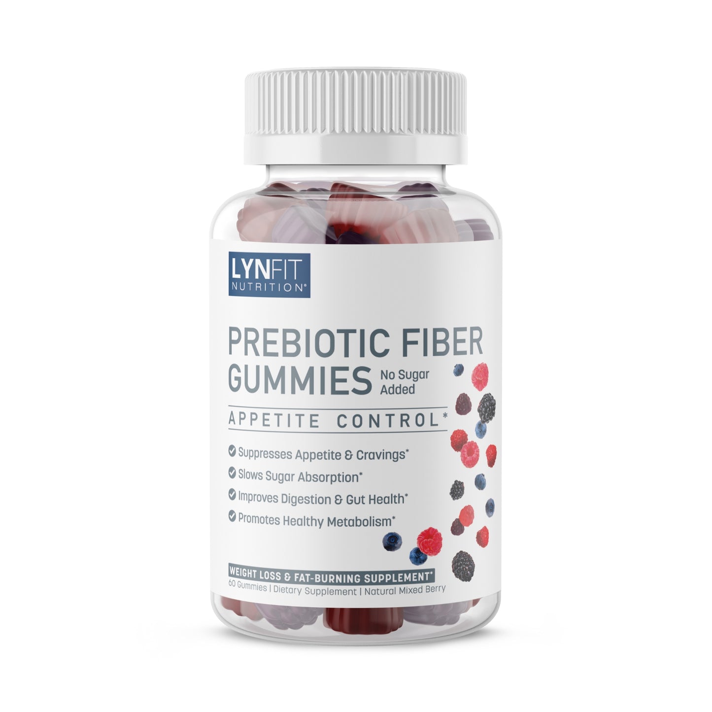 Prebiotic Sugar-Free Fiber Gummies for Appetite Control | 60 Gummies