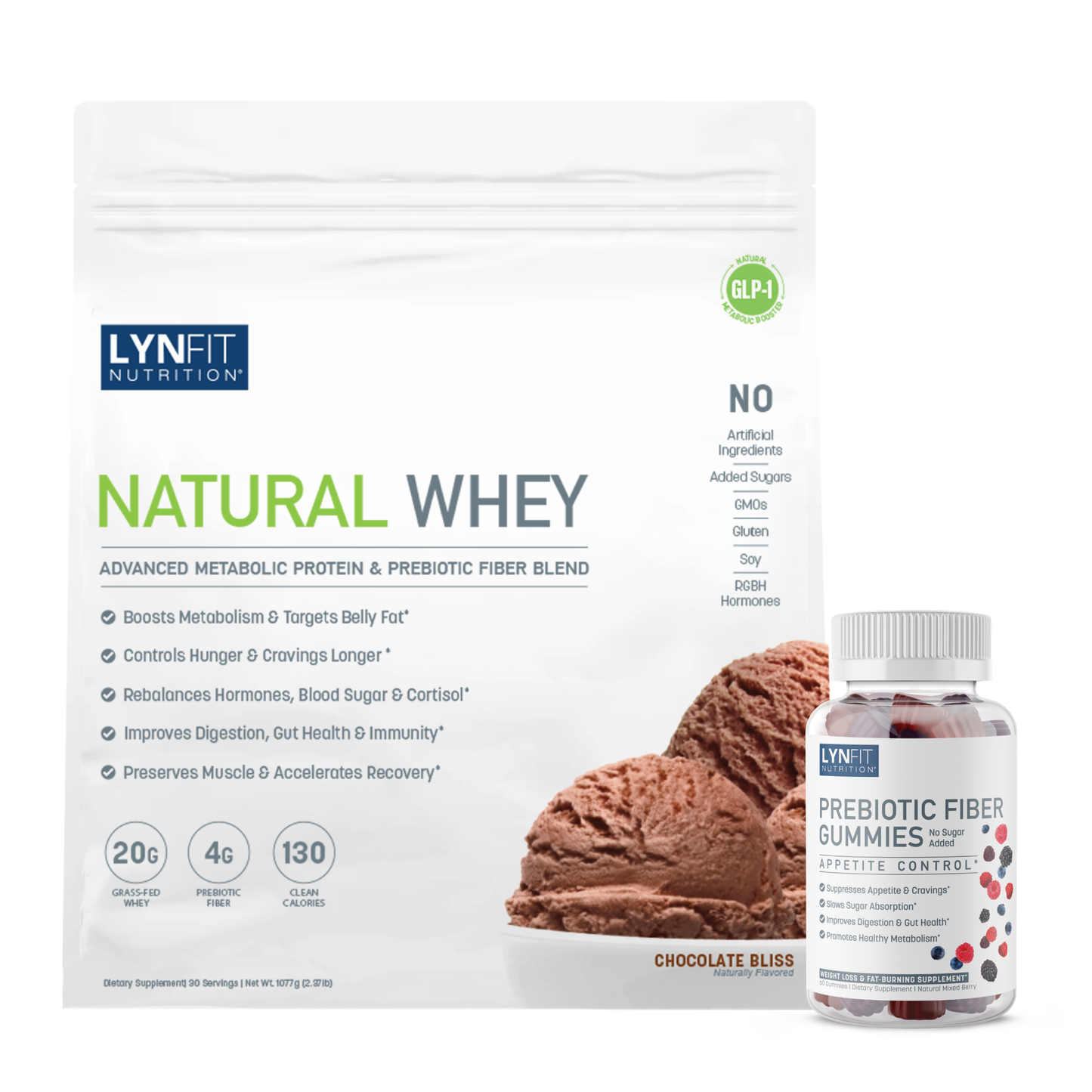BOGO: Buy (1) Chocolate Bliss Natural Whey Protein & Get (1) FREE Prebiotic Fiber Gummies | 2 pcs.