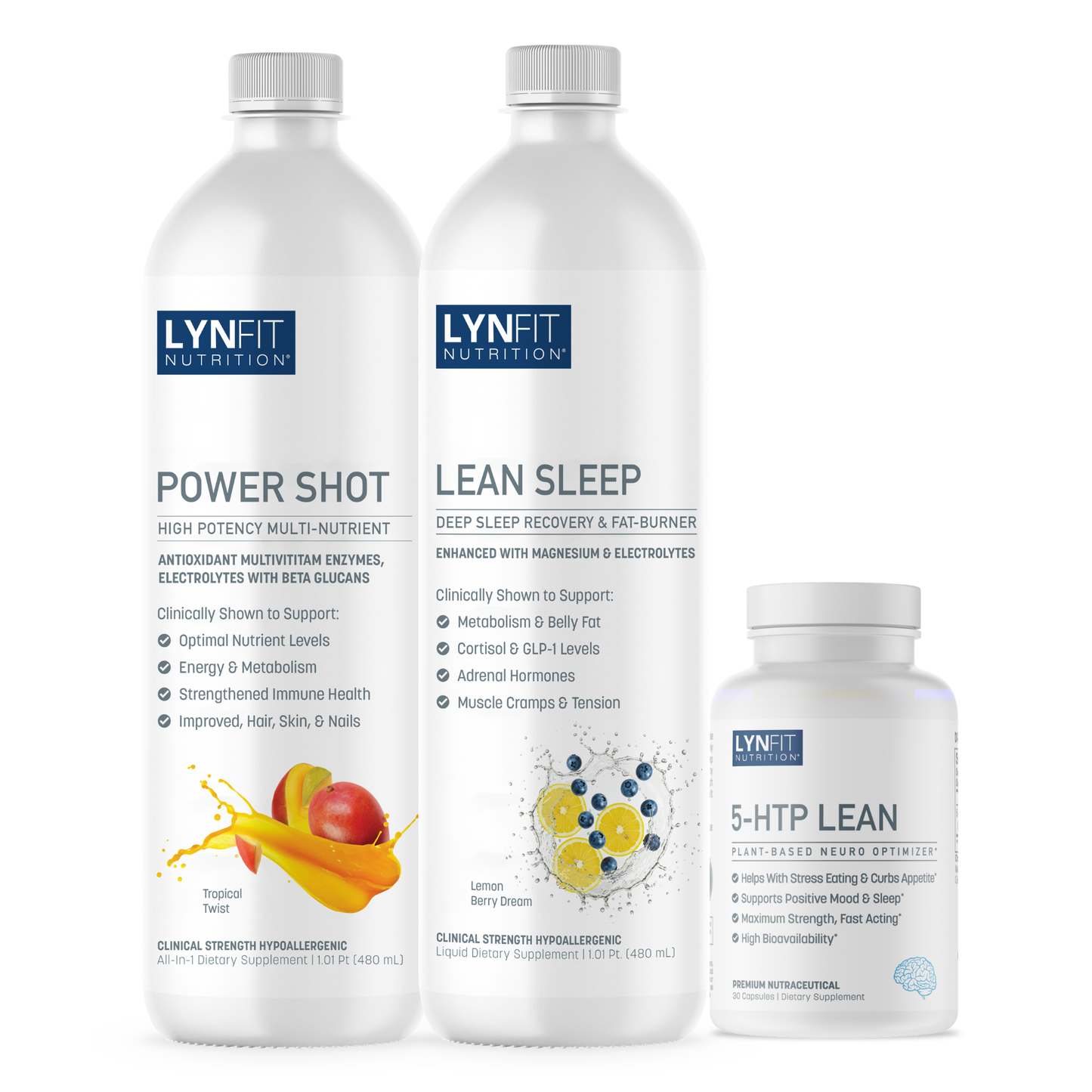 Buy (1) Power Shot + Lean Sleep Liquid Stack & GET (1) FREE 5-HTP LEAN | 3 pcs.