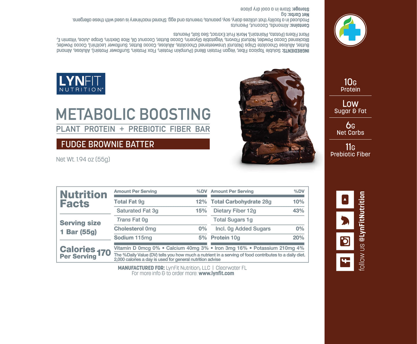 Plant-Based Lean Protein Bars with Prebiotic Fiber for Weight Loss, Fat-Burning and Immune Health