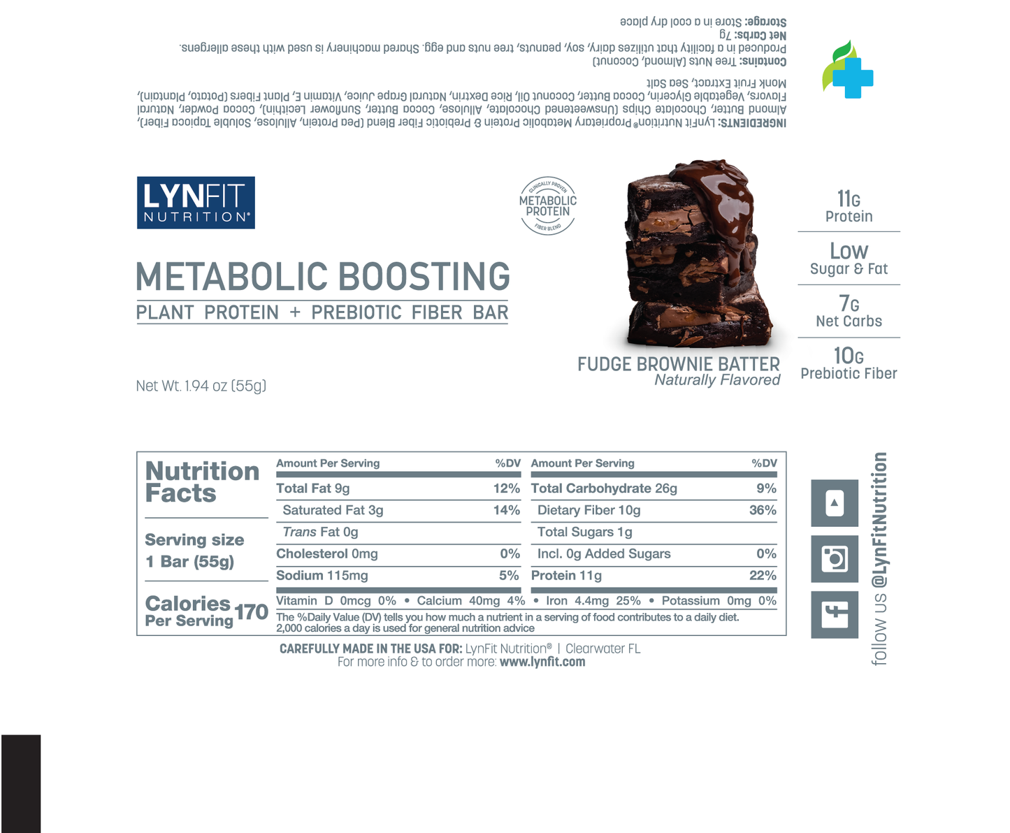 Plant-Based Metabolic Boosting Protein Bars with Prebiotic Fiber + Omega 3 for Weight Loss, Fat-Burning, + Hunger Control