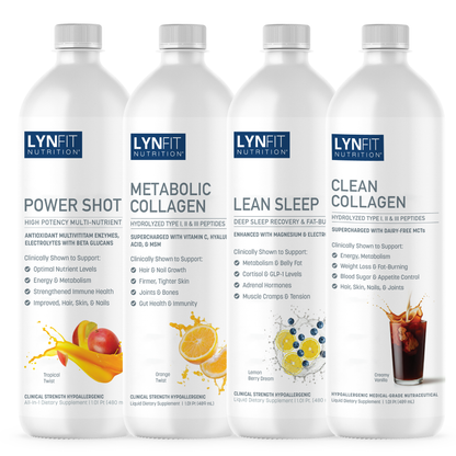 Power Up Energy & Hair Growth Stack | (1) Power Shot Liquid (1) Metabolic Collagen Liquid (1) Lean Sleep Liquid (1) FREE Clean Collagen Liquid | 4 pcs.