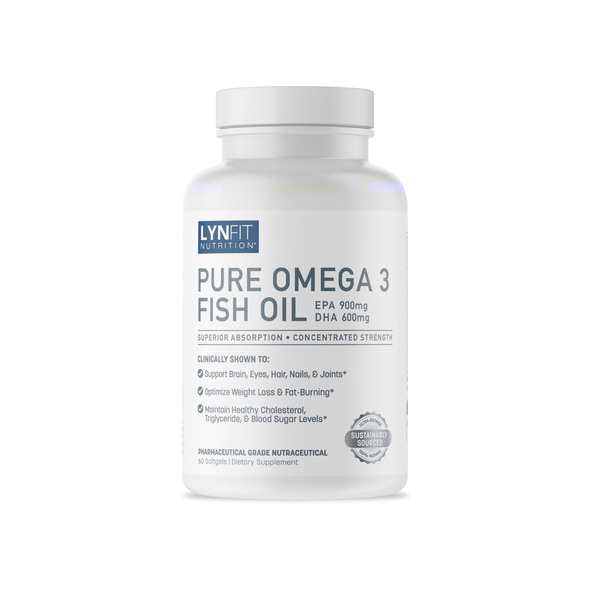 Pharmaceutical Grade Pure Omega-3 Concentrated Fish Oil with 600 DHA and 900 EPA