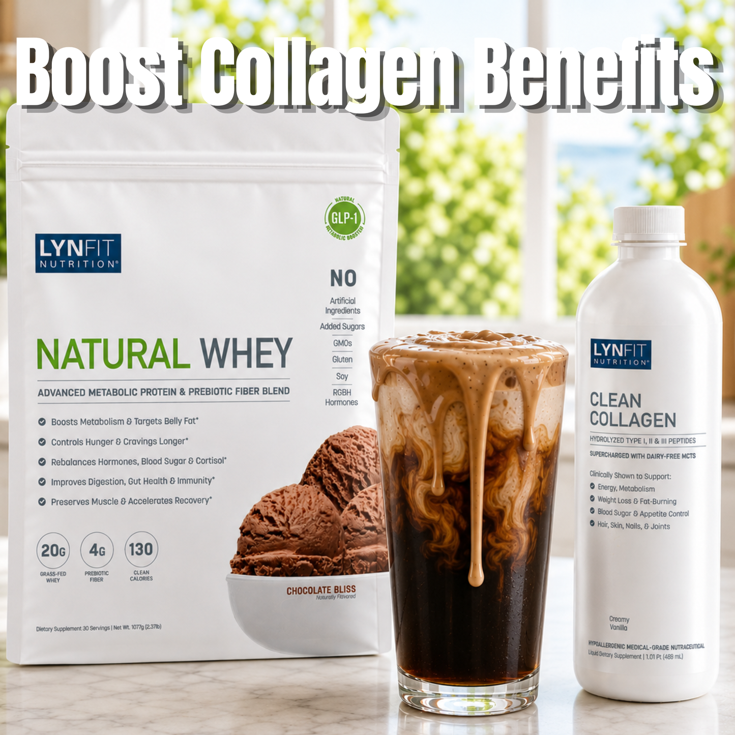 Power Collagen & Protein Revitalize Bundle | (1) Chocolate Bliss Natural Whey Protein (1) Clean Collagen Liquid | 2 pcs.