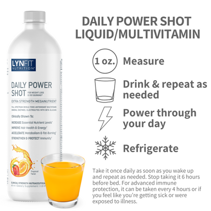 Daily Power Shot Energizing Liquid Multivitamin Mineral & Immune-Protecting Nutrient, Keto & Diabetic-Friendly