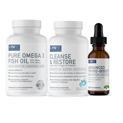 Autoimmune, Thyroid, & Healthy Hormone Stack: (1) Thyro-Boost (1) Cleanse & Restore (1) Pure Omega 3 | 3 pcs.