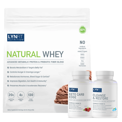 Flat Belly Blood Sugar Detox: (1) Natural Whey Protein Shake (1) Keto Carb Edge (1) Cleanse & Restore | 3 pcs.