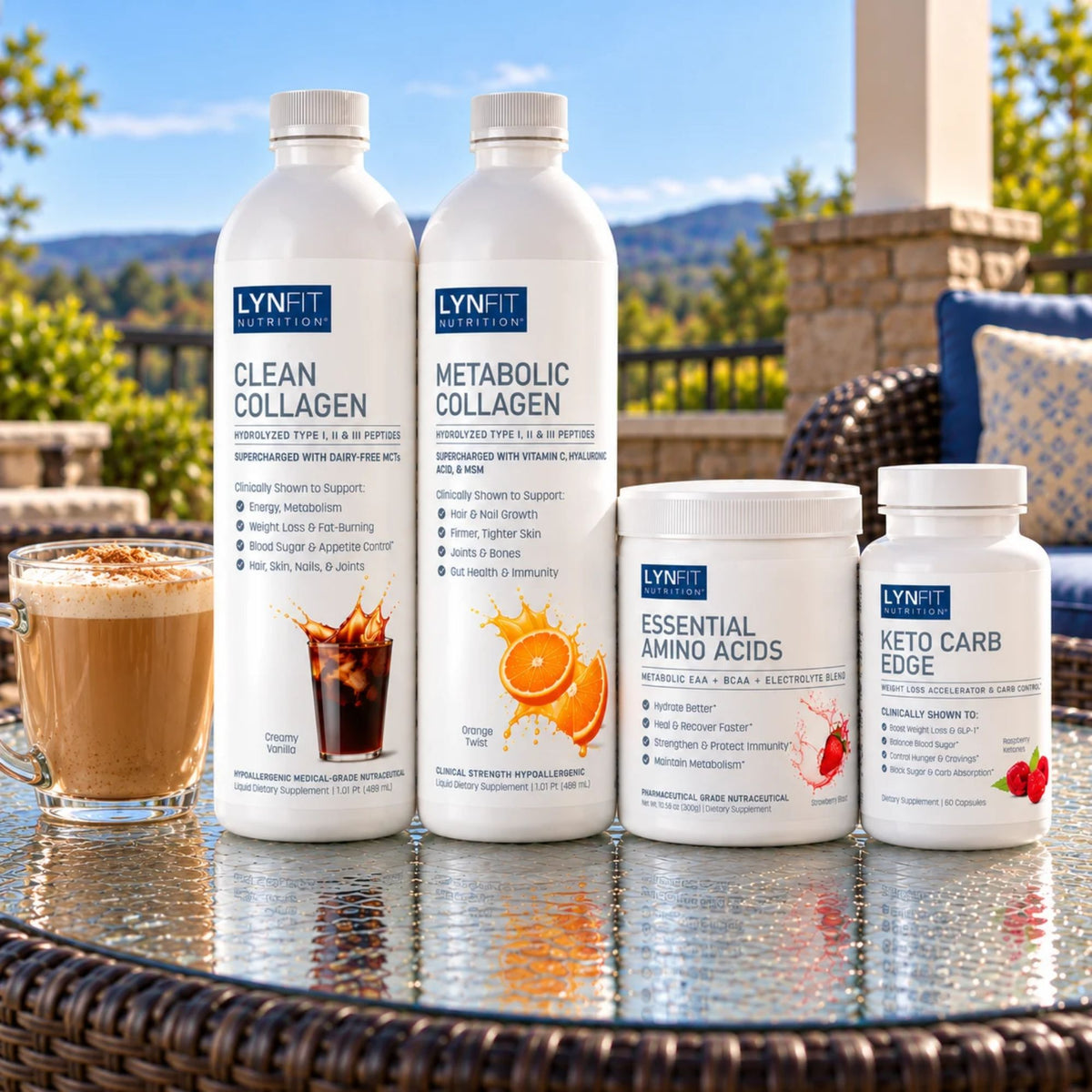 Metabolic Collagen-Boosting Stack | (1) Clean Collagen (1) Metabolic Collagen (1) Essential Amino Acids (1) Keto Carb Edge | 4 pcs.