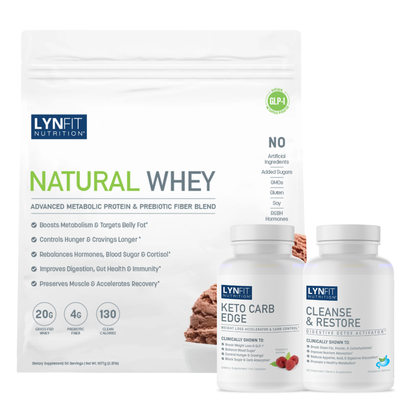Flat Belly Blood Sugar Detox | (1) Natural Whey Protein Powder (1) Keto Carb Edge (1) Cleanse & Restore | 3 pcs.