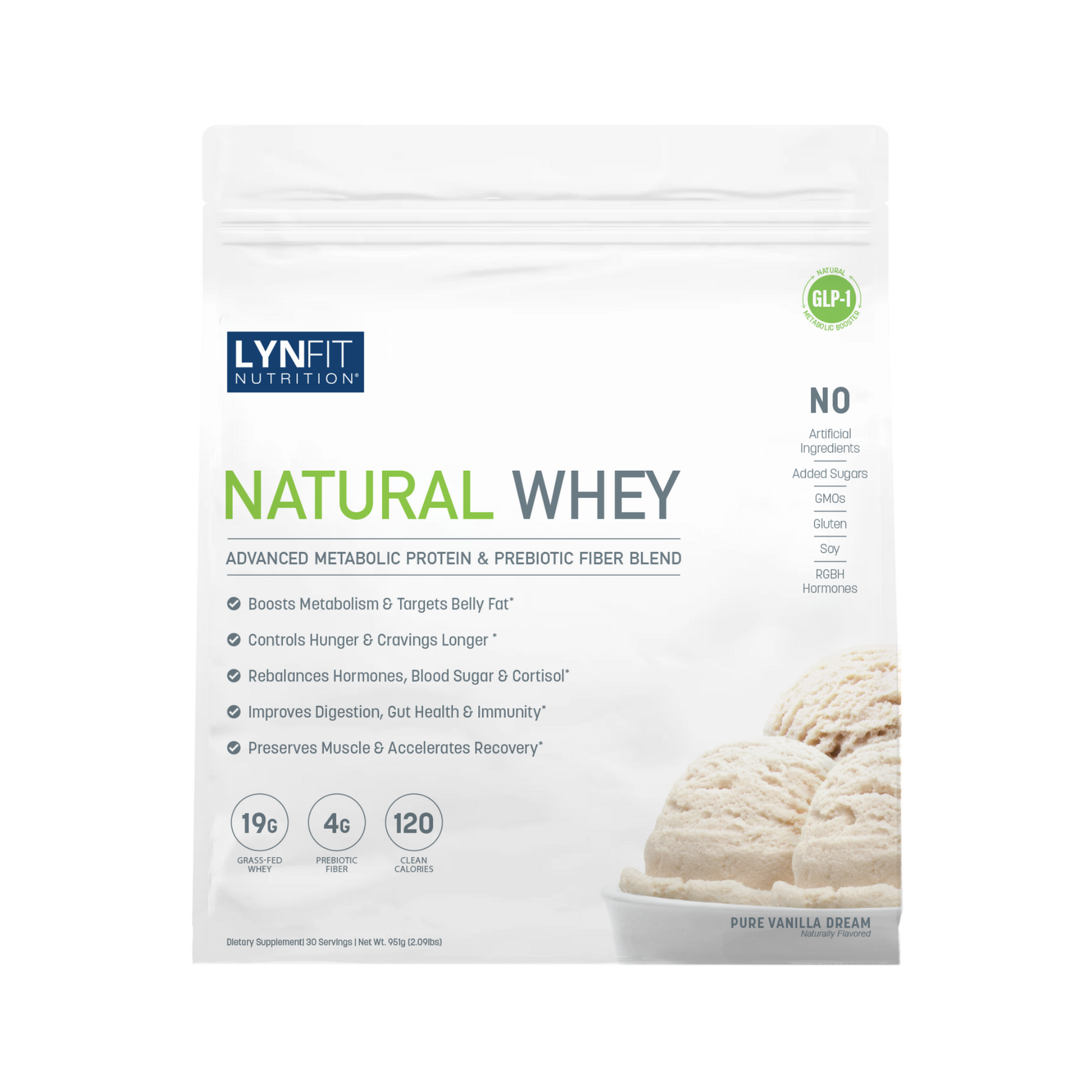 Metabolic Boosting Natural Whey Protein w/Prebiotic Fiber for Weight Loss, Fat-Burning + Hunger Control Lactose & Sugar-Free