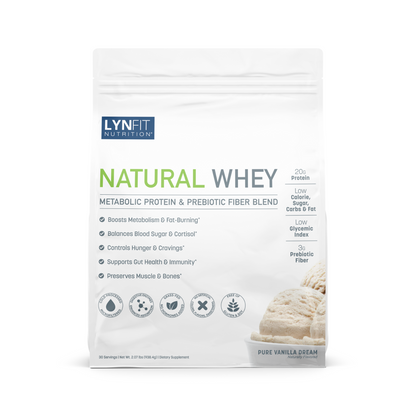 Metabolic Boosting Natural Whey Lactose & Sugar-Free Protein w/Prebiotic Fiber for Weight Loss & Fat-Burning w/ (1) FREE NATURAL SYNBIOTIC