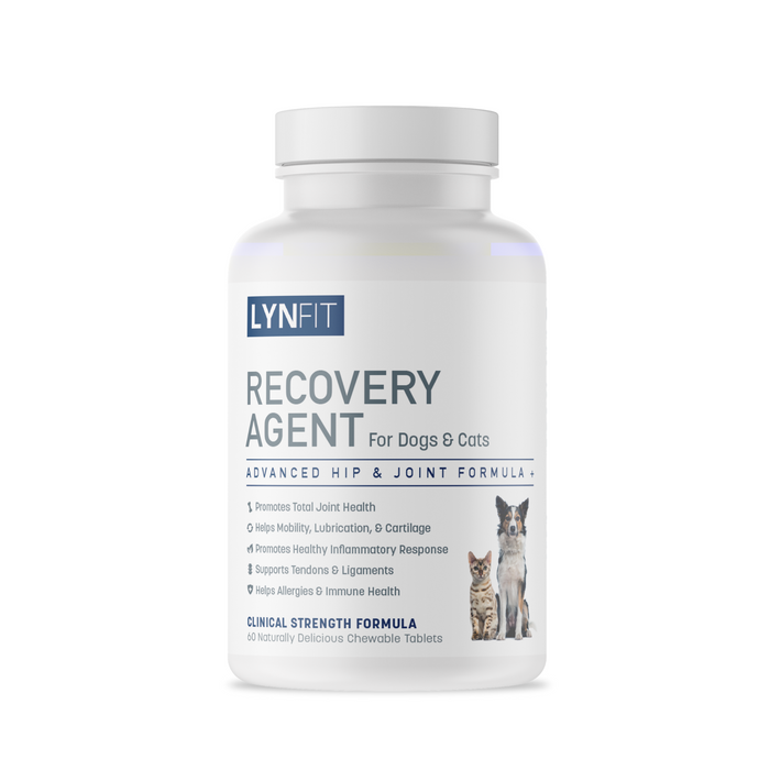 Pet Recovery Agent Advanced Hip & Joint Formula For Dogs & Cats with MSM, Turmeric+ | 60 Chewable Tablets
